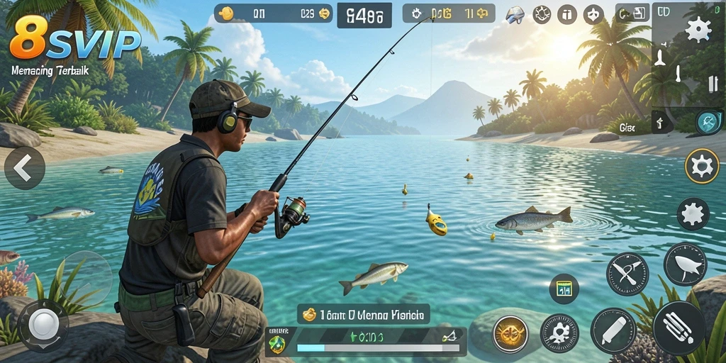 Tangkapan layar dari gameplay 8SVIP yang menampilkan aksi memancing seru.