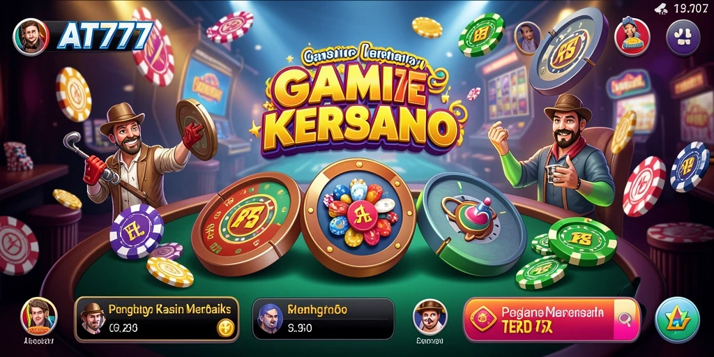 Screenshot gameplay AT777 yang menampilkan suasana kasino yang seru.