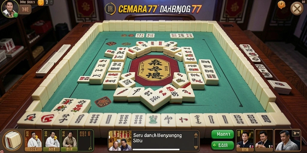 Tampilan gameplay utama CEMARA77 dengan papan Mahjong yang menarik.