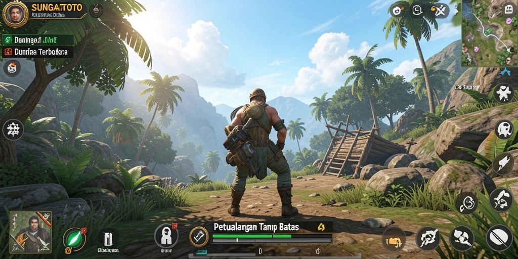Gameplay SUNGAITOTO menampilkan eksplorasi dunia terbuka yang luas.